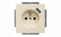 Basic 55 - Розетка 2P+E нем. стд. + USB (сл.кость)