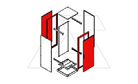 Две сварные рамы щита NEO 2000x800мм (ВxШ), стеклянная дверь, задняя панель, RAL7035, IP55