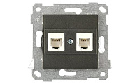 Rita - Розетка 2хRJ-45 кат. 5e UTP, дымчатый