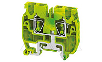 Мини-клемма защитного проводника CXMG2.5 /5x37mm, DIN15, пружинная, 2 присоед., 2,5(max 4)mm2, желто-зеленая