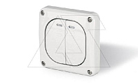 Выключатель встраиваемый двухклавишный, 2P 10A/250V, с подсветкой, M95(95x95mm), IP66, серия PROTECTA