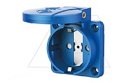 Розетка встраиваемая 16A, SCHUKO без шторок 2P+E, 250VAC 50/60Hz, фланец 50x50mm, IP54, синяя