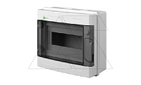 Щит навесной EP-LUX 1x8M, N/PE 2x 2x16+5x10mm2, дымчатая пласт. дверь, светло-серый RAL7035, 214x239x113mm, IP65 (стикерованный)
