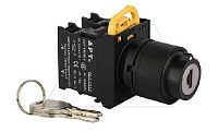 Переключатель PB3E, с ключом, I->0<-II, возврат, ключ выним. в 0, 2NO, 6A 230VAC/24VDC, 22mm, IP65