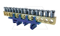 Клемма Morek для нейтрали N14 14x1,6_16mm² Cu, 63A, 690V, синий, на DIN-рейку, IP00 (стикерованный)
