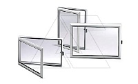 Окно накладное алюминиевое 400x400x46mm, ширина рамы 35mm, с замком, 1шт.
