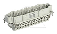 Вставка контактная, размер H24B, тип вилка, 24P+PE, 16A, 500V, винтовой зажим