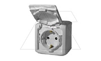 Quteo - Розетка 2P+E IP44, накладной монтаж, защ. шторки, винт. зажимы, серый
