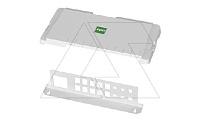 Патч-панель для щитов MSF с крышкой, 16 портов + гнездо розетки 45x45mm, белый RAL 9016
