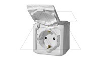 Quteo - Розетка 2P+E IP44, накладной монтаж, защ. шторки, винт. зажимы, белая (стикерованный)