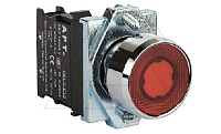 Кнопка плоская PB1S, красная, с фиксацией, с подсветкой без LED, 1NO, 6A 230VAC/24VDC, 22mm, IP65