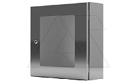 Щит ECOR моноблочный 500x400x200мм (ВxШxГ) из нерж. стали навесной с монт. панелью со стеклянной дверью, 1 язычковый замок, дно глухое, IP66