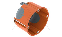 Подрозетник HG 47-L одиночный, 850°С, Ø68мм, h=47мм, для полых стен, с винтами, с воздухонепрониц. мембранными вводами, оранжевый, полипропилен