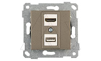 Rita - Розетка HDMI + USB Type A, для передачи данных, антрацит