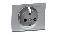 Galea Life - Обрамление для розетки 2Р+Е нем.стд. со шторками, Aluminium