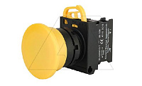 Кнопка грибовидная 40mm PB3E, желтая, с фиксацией, без подсветки, 1NO, 6A 230VAC/24VDC, 22mm, IP65