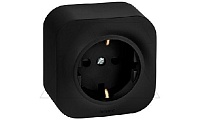 Quteo - Розетка 2P+E,накладной монтаж, винт. зажимы, чёрный матовый