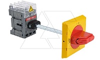 Выкл. нагрузки OT40F3HY5X6ST1, 40A 3P с желто-красной выносной блок. рукояткой на 3 замка OHYS2AJ IP65 и осью OXS6X120