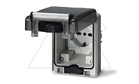 Розетка встраиваемая 16A, SCHUKO с шторками 2P+E, 200_250VAC 50/60Hz, уст. 70x87(84x106)mm с дораб., IP66, серия DOMOPLUS