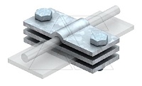 Клемма 937 50 для параллельного соединения проводника Ø8-10мм и полосы max FL40, с промеж. пластиной, гор. оцинк.