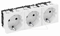Розетка SKS-D0 RW3, 3х2P+E нем. ст., 16А, 250V ~, 0°, пруж. зажимы, защ. шторки, белый, поликарбонат