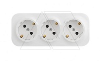 Quteo - Розетка тройная 3x2P+E, накладной монтаж, защ. шторки, винт. зажимы, со смещением контактов 45°, белая