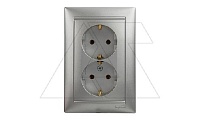 Valena - Розетка 2x2P+E нем. стд., алюминий
