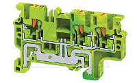 Клемма защитного проводника CPG2.5/3 /5x62,5mm, push-in, 3 присоед., 2,5(max 4)mm2, желто-зеленая
