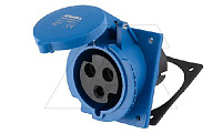 Разъем пром. силовой CEE встраиваемый наклонный, гнездо, 32A, 2P+E 6h, 200_250VAC 50/60Hz, уст. 80x90mm, IP44, серия Hexie