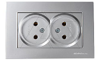 Rita - Розетка двойная 2x2P, (в комплекте с рамкой), нерж. сталь