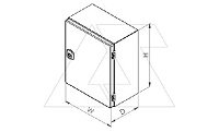 Щит DM моноблочный 250x200x150мм (ВхШхГ) навесной глухой с монт. панелью, 1 глухая дверь, 1 замок, 2 петли, RAL7035, IP66