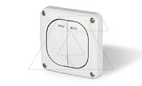 Выключатель встраиваемый двухклавишный, 2P 10A/250V, с подсветкой, M95(95x95mm), IP66, серия PROTECTA