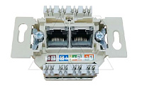 Basic 55 - Розетка компьютерная двойная 2хRJ-45 UTP, Cat.5E, 2 гнезда, 2х8 контактов (шато-черный, лицевая панель, блистер)