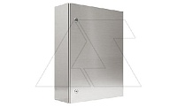 Щит ECOR моноблочный 800x600x300мм (ВxШxГ) из нерж. стали навесной с монт. панелью однодверный, 2 язычковых замка, дно глухое, IP66