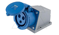 Разъем пром. силовой CEE настенный угловой, гнездо, 32A, 2P+E 6h, 200_250VAC 50/60Hz, IP44, серия Hexie