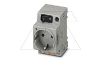 Розетка EO-CF/PT/LED/S с переключателем и индикатором, push-in зажимы, монтаж DIN-рейка / прямой, 16A, 250VAC, серая