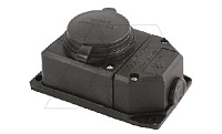 Tena - Розетка 2P+E c крышкой, IP44, моноблок, черный