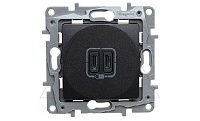 Etika - Зарядное устройство с двумя USB-разъемами Type C, 3000mA (антрацит)
