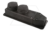 Tena - Блок розеточный 2х2P+E c крышкой, IP44, моноблок, черный