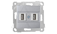 Rita - Розетка 2xUSB Type A, для передачи данных, нерж. сталь