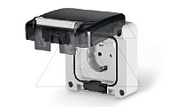 Розетка встраиваемая SCHUKO 2P+E 16A/250V, со шторками, M95(95x95mm), IP66, серия PROTECTA