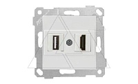 Rita - Розетка HDMI + USB Type A, для передачи данных, белый