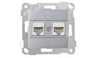 Rita - Розетка 2хRJ-45 кат. 6 UTP, нерж. сталь