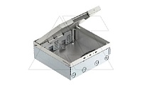 Лючок UDHOME4 2V MT V универсальный, 12M, под покрытие до 15мм, для стяжки h=95-125мм, укомплектованный розеткой 3х2P+E, нерж. сталь