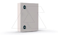 Щит ECOR моноблочный 1200x800x300мм (ВхШхГ) навесной с монтажной панелью, 1 глухая дверь, ригельный замок, 2 пластины кабельного ввода, RAL7035, IP66