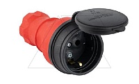 Tena - Розетка 2P+E с крышкой IP44, переносная, красный