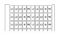 RC610 "L1-L2-L3-N-PE" Маркировка для клемм шириной 6мм (карта 20х5шт)
