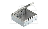 Лючок UDHOME4 2V MT V универсальный, 12M, под покрытие до 15мм, для стяжки h=95-125мм, укомплектованный розеткой 3х2P+E, нерж. сталь