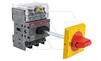Выкл. нагрузки OT125F3HY5X6ST4, 125A 3P с желто-красной выносной блок. рукояткой на 3 замка OHYS2AJ IP65 и осью OXS6X120