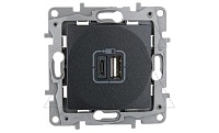 Etika - Зарядное устройство с двумя USB-разъемами Type A + Type C, 3000mA (антрацит/стикерованный)